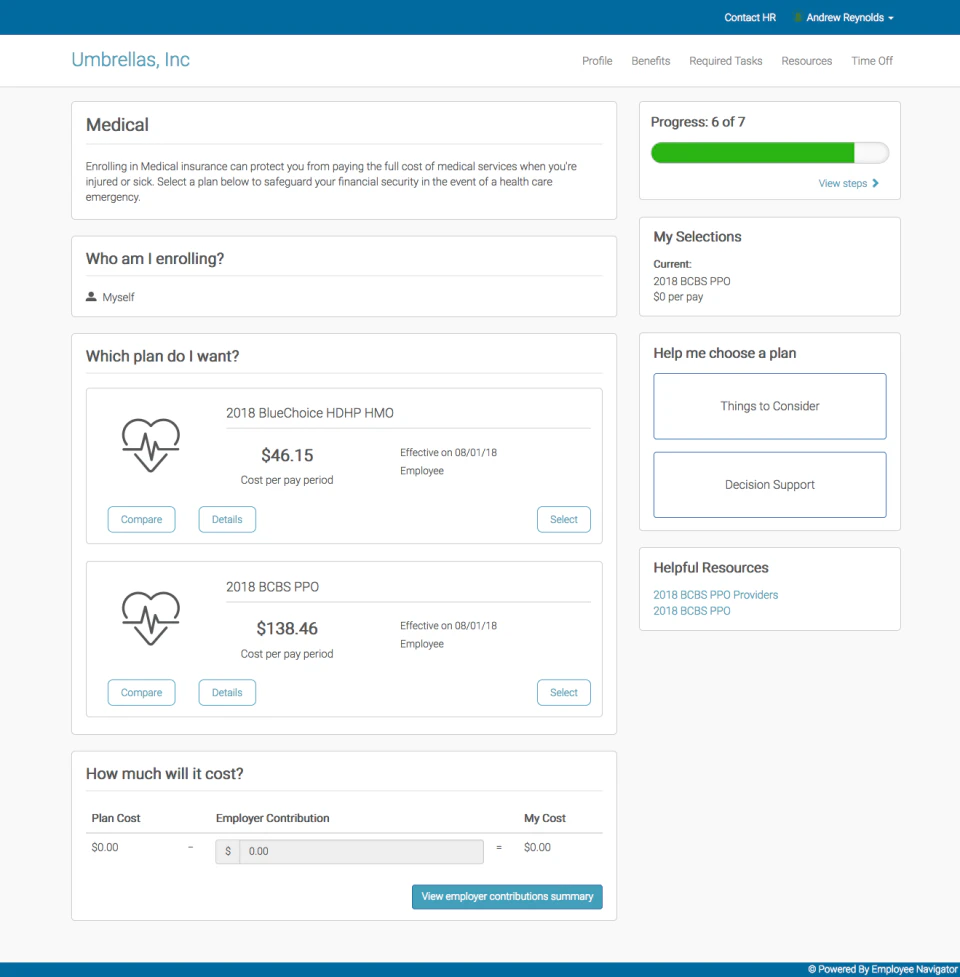 screenshot of Employee Navigator